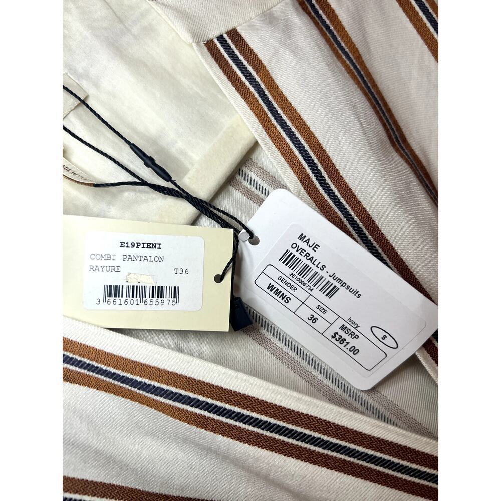 NWT Maje Pieni Striped V-Neck Jumpsuit Size 36/Small Womens - Picture 7 of 8